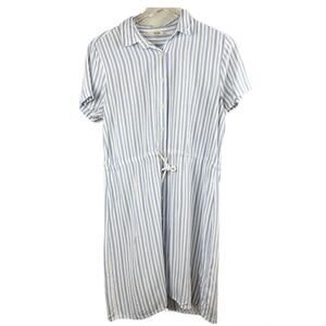 Colin's Blue & White Stripe Button Down Shirt Dress Waist Tie Size L